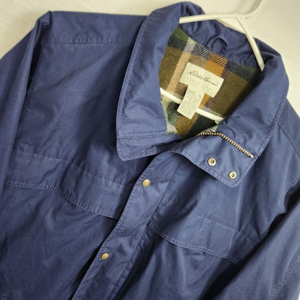 Vtg Eddie Bauer XXL Chore Barn Coat Jacket Mountain Parka Navy Blue Wool Lined